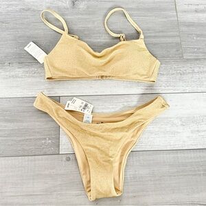 Aerie Gold Sparkle Bikini